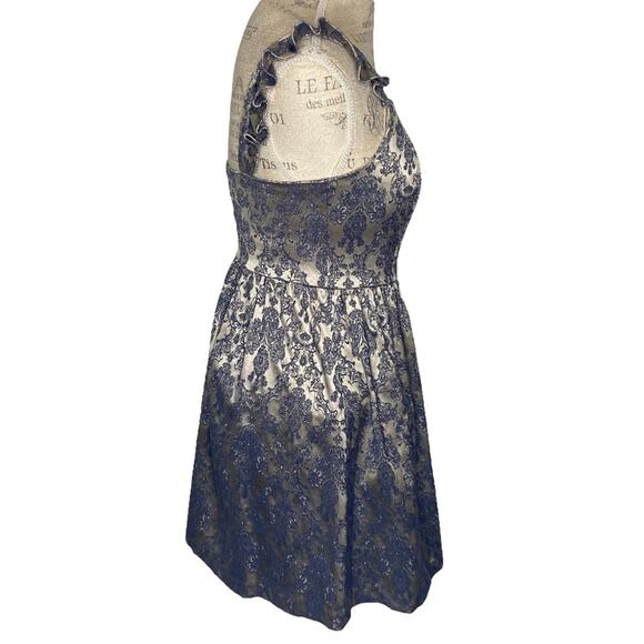 Altar’d State Metallic Damask Ruffle Sleeve A-Line Dress Women’s Size Small - Picture 3 of 10